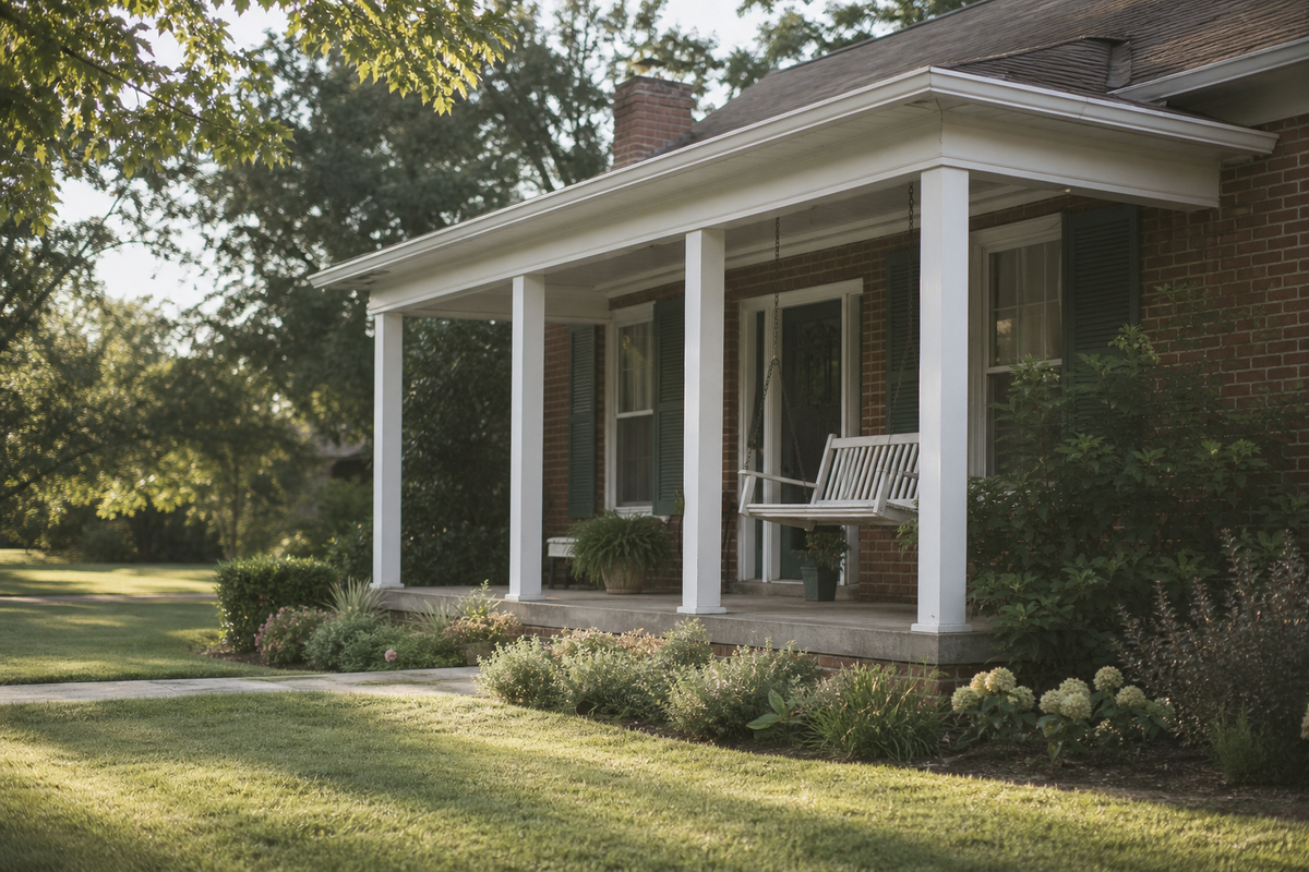 Brick house with covered porch and swing, Alabama street